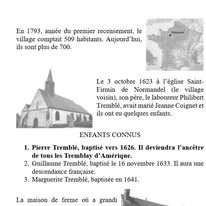 Extrait d’un ouvrage présentant des renseignements historiques et familiaux