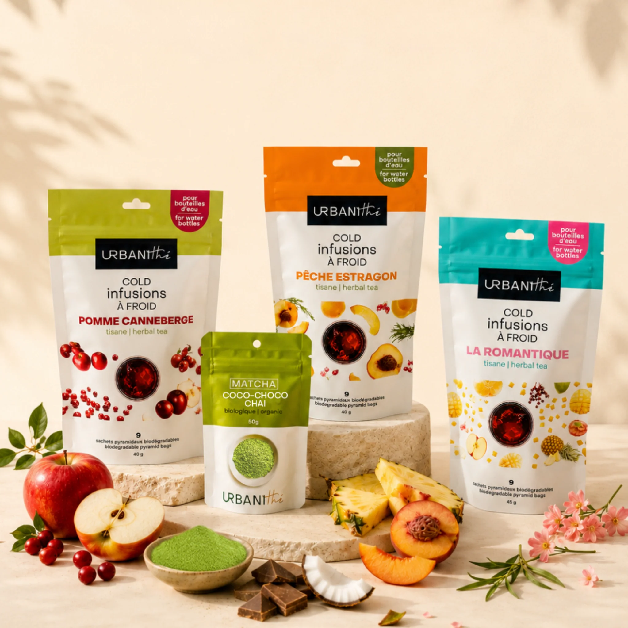 Sélection d’infusions fruitées et de matcha Urbanithé