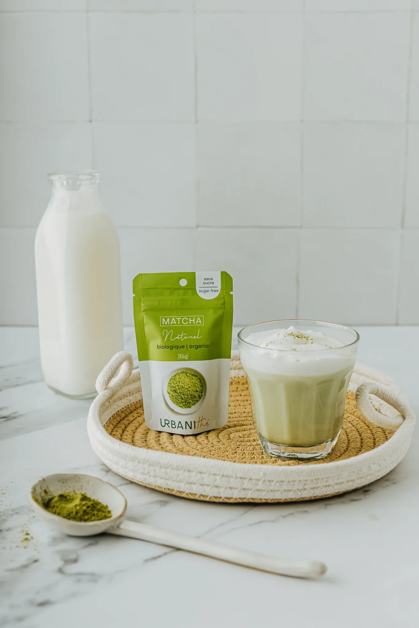 Matcha naturel Urbanithé et boisson préparée